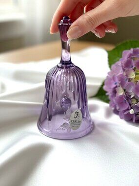 Vintage Fenton 4.5" Purple Rose Bell – Signed A. Farley + Original Sticker!